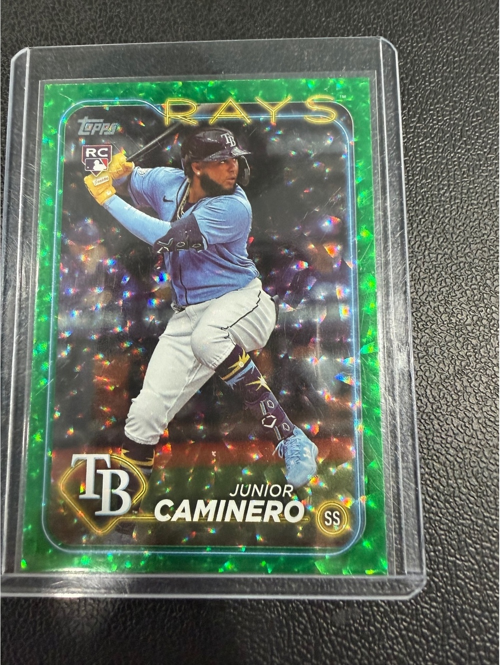 2024 Topps Series 2 Junior Caminero Green Foil Rookie Card #628 - Serial #383/